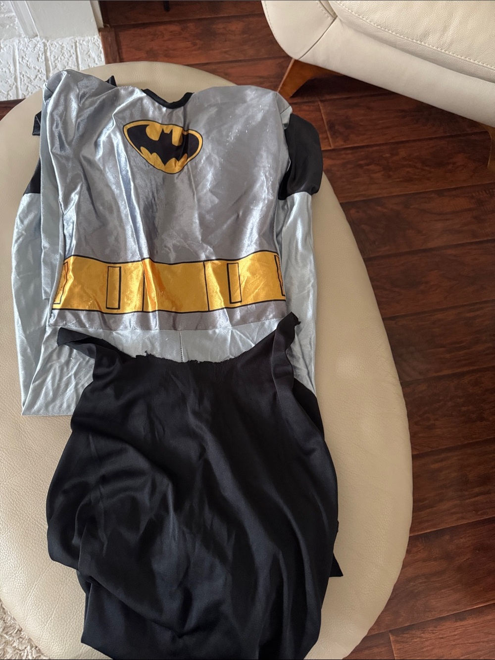 Kids Silver and Black Superhero Costume with Gold Belt